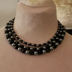 Black and silver pearl necklace